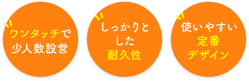 ワンタッチで少人数設営 しっかりとした耐久性 使いやすい定番デザイン