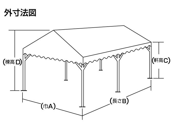 パワーパイプテント6号(3間×5間)　本体一式 - 4